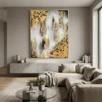Golden Mist – Hand-Painted Contemporary Abstract Oil Painting - Image 2