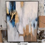 Azure Luxe – Hand-Painted Contemporary Abstract Oil Painting - Image 4