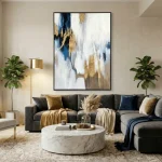Azure Luxe – Hand-Painted Contemporary Abstract Oil Painting - Image 5