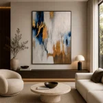 Azure Luxe – Hand-Painted Contemporary Abstract Oil Painting - Image 2