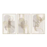 Golden Whisper Trio – Canvas Printed Wall Art Set (3 Pieces)