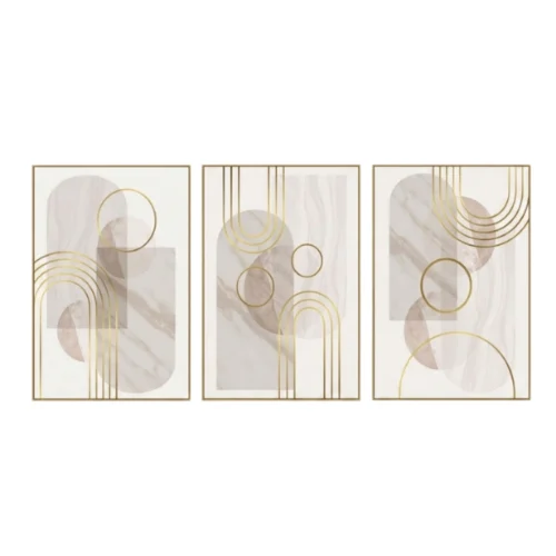 Golden Whisper Trio – Canvas Printed Wall Art Set (3 Pieces)