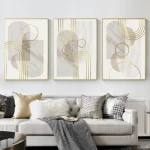 Golden Whisper Trio – Canvas Printed Wall Art Set (3 Pieces) - Image 2