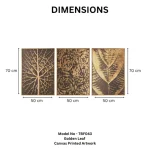 Golden Leaf – Canvas Printed Wall Art Set (3 Pieces) - Image 3