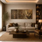 Golden Leaf – Canvas Printed Wall Art Set (3 Pieces) - Image 4