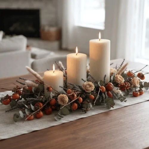 Ribbed Pillar Candle Set