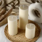 Elegant Ribbed Pillar Candle Set - Image 3