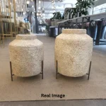 TerraStone Pedestal Textured Ceramic Decorative Vase - Image 4