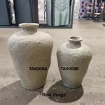 Luna Sandstone Textured Ceramic Decorative Vase - Image 4