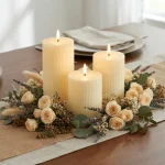 Flameless Ribbed Pillar LED Candle Set