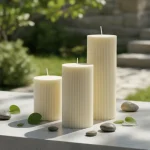 Elegant Ribbed Pillar Candle Set - Image 6
