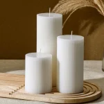 Elegant Ribbed Pillar Candle Set - Image 7