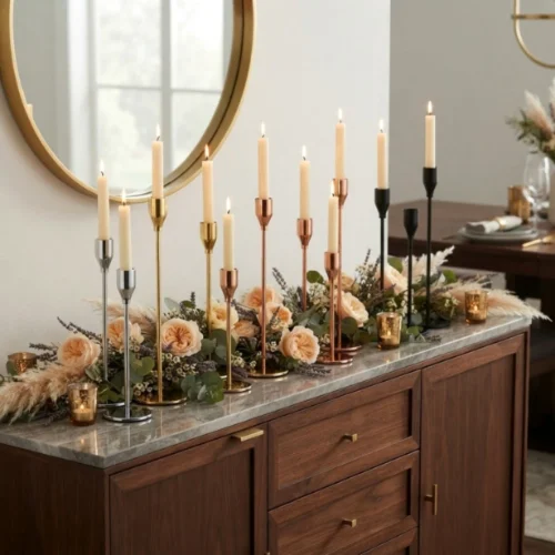 Decorative Metal Candle Stand Set