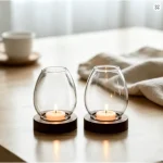 Wood Base Glass Tea Light Holder - Image 8