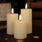 Luxury Flameless Ribbed Pillar LED Candle Set - Image 8