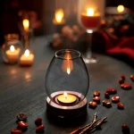 Wood Base Glass Tea Light Holder - Image 3