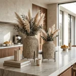 TerraStone Pedestal Textured Ceramic Decorative Vase - Image 7