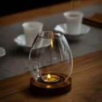 Wood Base Glass Tea Light Holder - Image 4