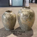 Golden Ember Textured Ceramic Decorative Vase - Image 4