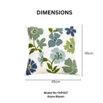 Azure Bloom Embroidered Decorative Cushion Cover  - Image 2