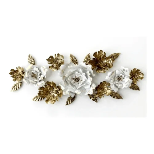 Golden Vine Rose Metal Wall Decor
