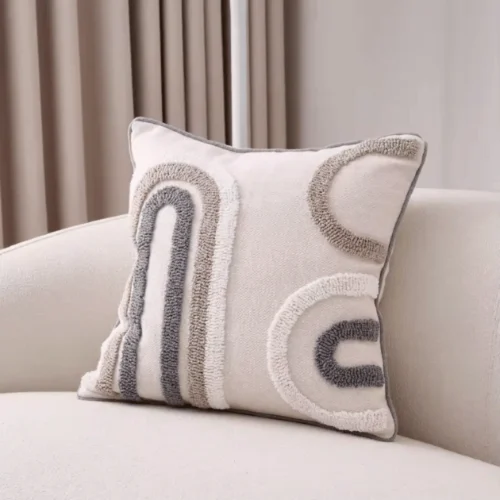 Curve Embroidered Decorative Cushion Cover