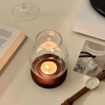 Wood Base Glass Tea Light Holder - Image 5