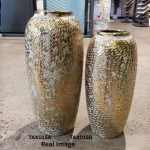 Golden Mosaic Textured Ceramic Decorative Vase - Image 4
