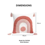 Boho Rainbow Embroidered Decorative Cushion - Image 2