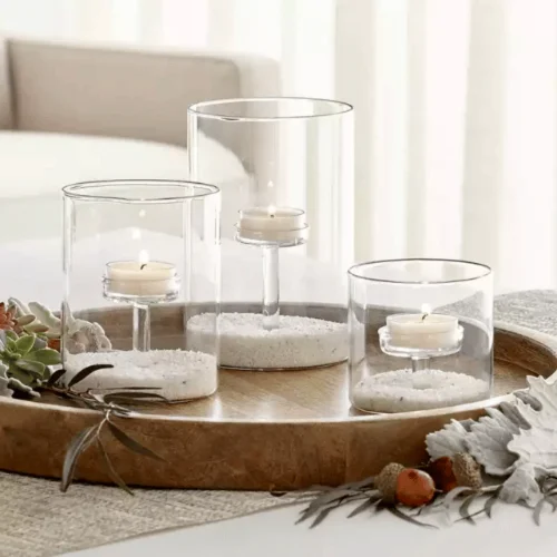 Glass Tea Light Holder Set