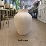 Ivory Dune Textured Ceramic Decorative Vase - Image 6