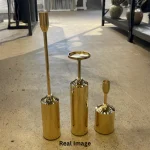 Modern Gold Decorative Metal Pillar Candle Holders – candle not included - Image 3