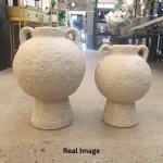 Athena Pedestal Textured Ceramic Decorative Vase - Image 4