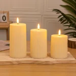 Luxury Flameless Ribbed Pillar LED Candle Set - Image 6