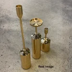 Modern Gold Decorative Metal Pillar Candle Holders – candle not included - Image 4