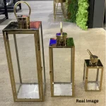 Golden Serenity Decorative Metal Lantern Candle Holders – candle not included - Image 3