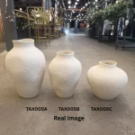 Ivory Dune Textured Ceramic Decorative Vase - Image 5
