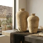Luna Sandstone Textured Ceramic Decorative Vase - Image 5