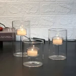 Modern Glass Tea Light Holder Set - Image 10