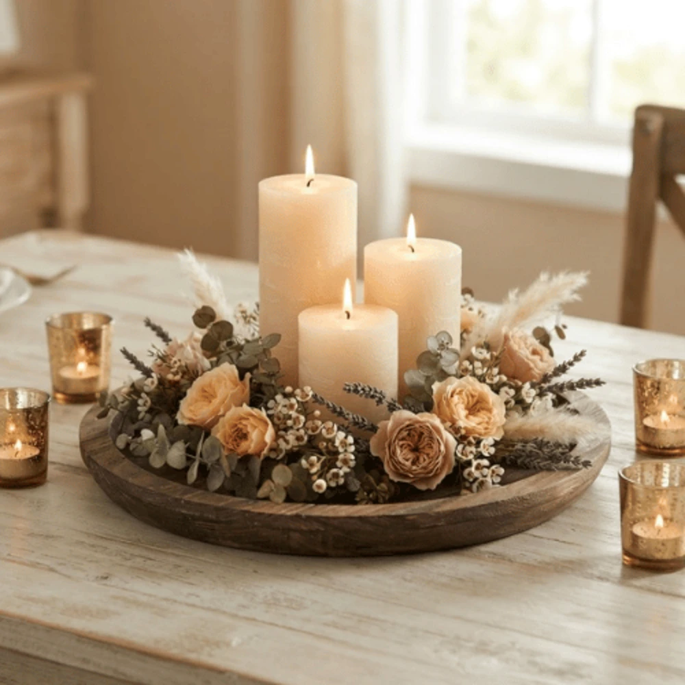 25-75 Rustic Round Centerpiece Tray