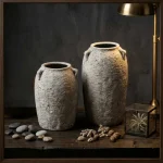 Heritage Stone Textured Ceramic Decorative Vase - Image 4
