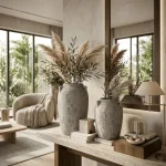 Heritage Stone Textured Ceramic Decorative Vase - Image 5