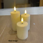 Luxury Flameless Ribbed Pillar LED Candle Set - Image 3