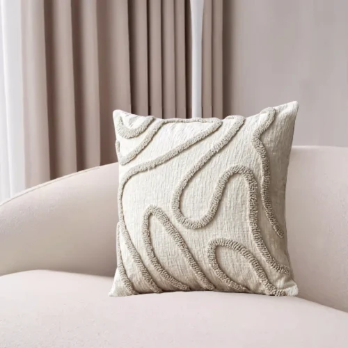 Flow Embroidered Decorative Cushion Cover