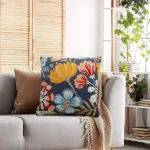 Midnight Bloom Embroidered Decorative Cushion Cover - Image 3