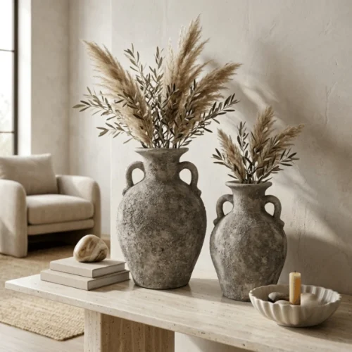 Amphora Textured Ceramic Decorative Vase