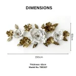 Golden Vine Rose Metal Wall Decor - Image 2