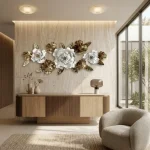 Golden Vine Rose Metal Wall Decor - Image 6