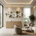 Golden Vine Rose Metal Wall Decor - Image 7