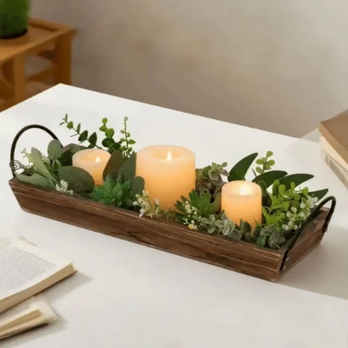 Farmhouse Wooden Centerpiece Tray